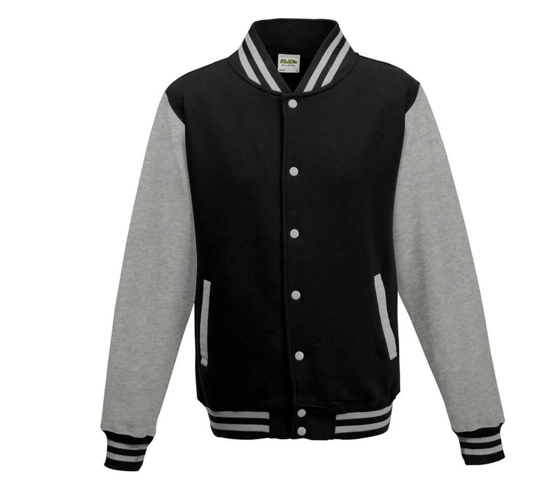 AWDIS JH043 Varsity Collegejas – Jet Black / Heather Grey