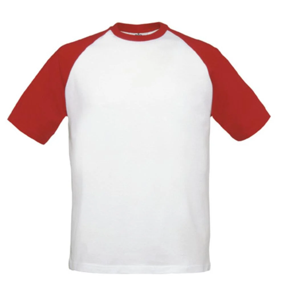 B&C BC230 Baseball T-shirt – White/Red