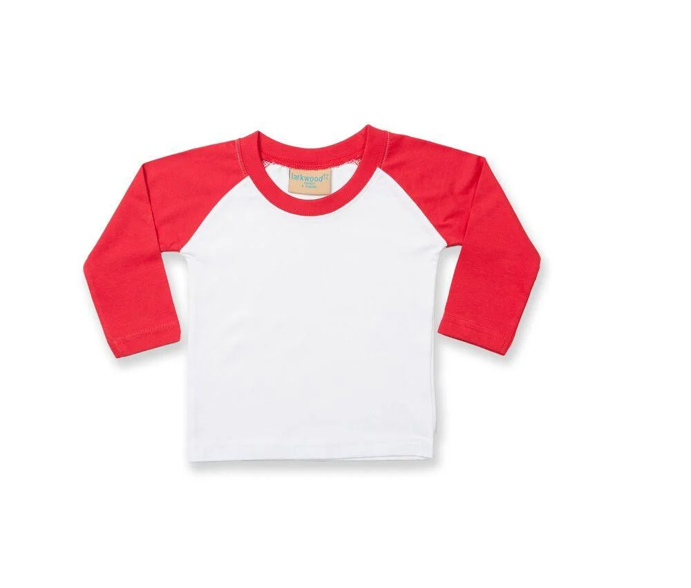 Larkwood LW025 Baby Baseball T-shirt Lange Mouwen – White / Red