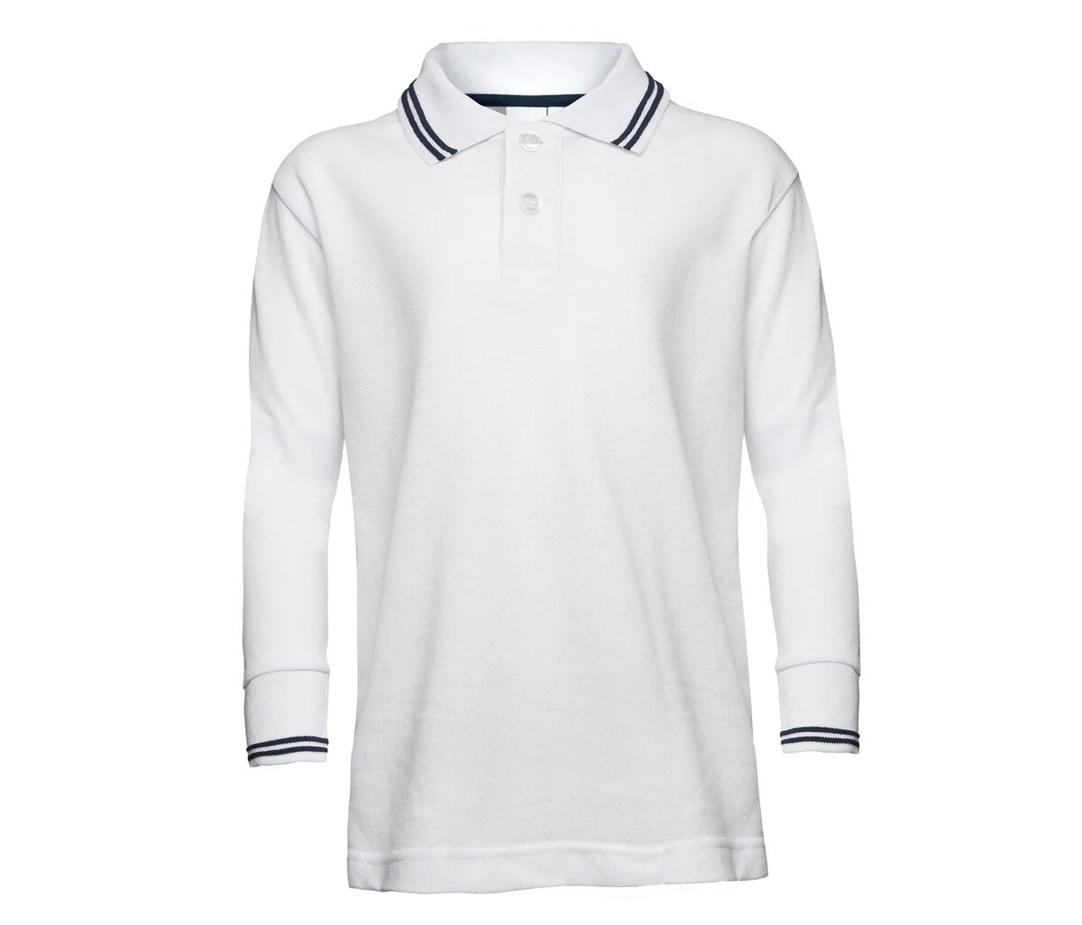 VESTI IT016 Piqué Kinderpolo Lange Mouwen – White/Navy