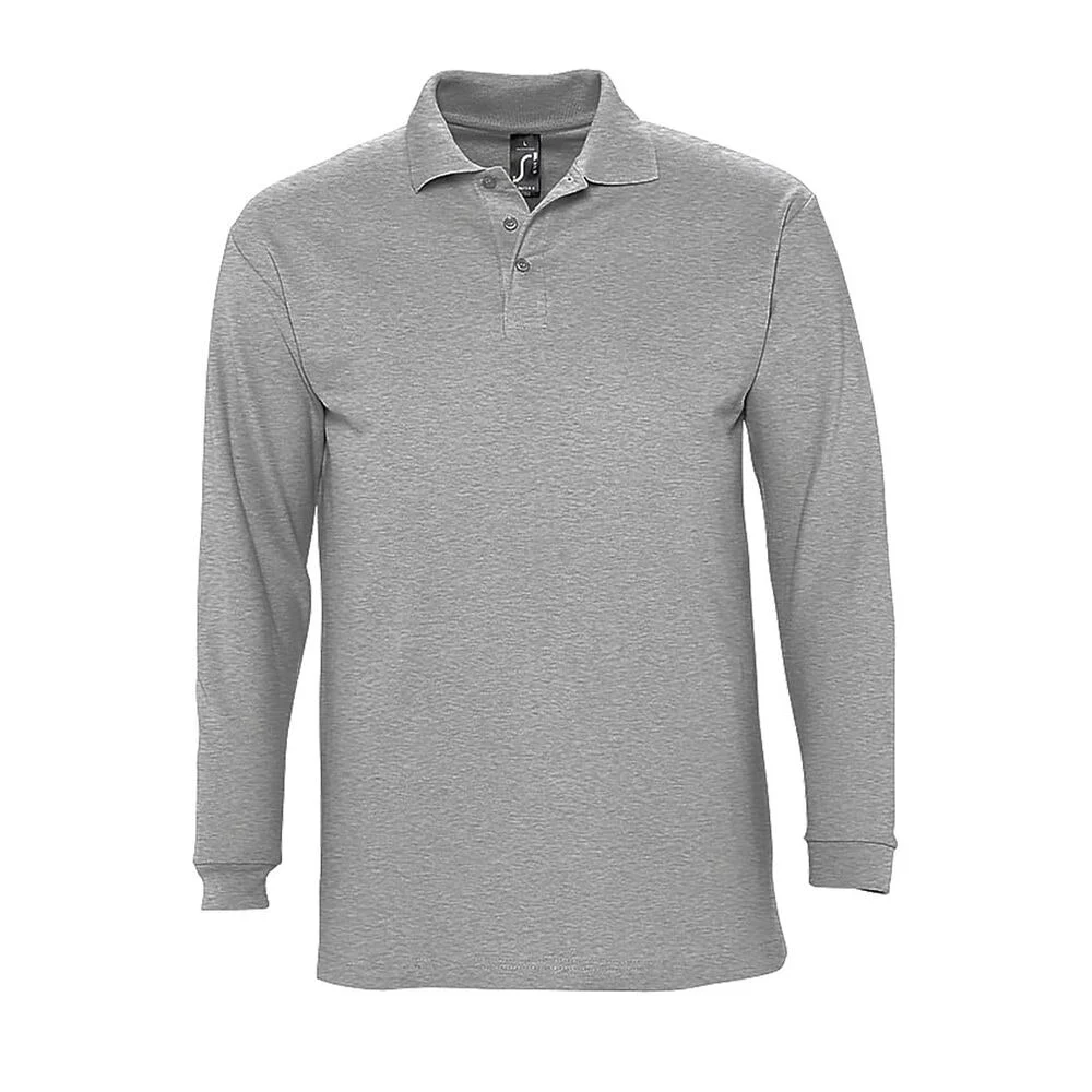 SOL'S 11353 Winter Polo Lange Mouwen Heren – Heide Grijs