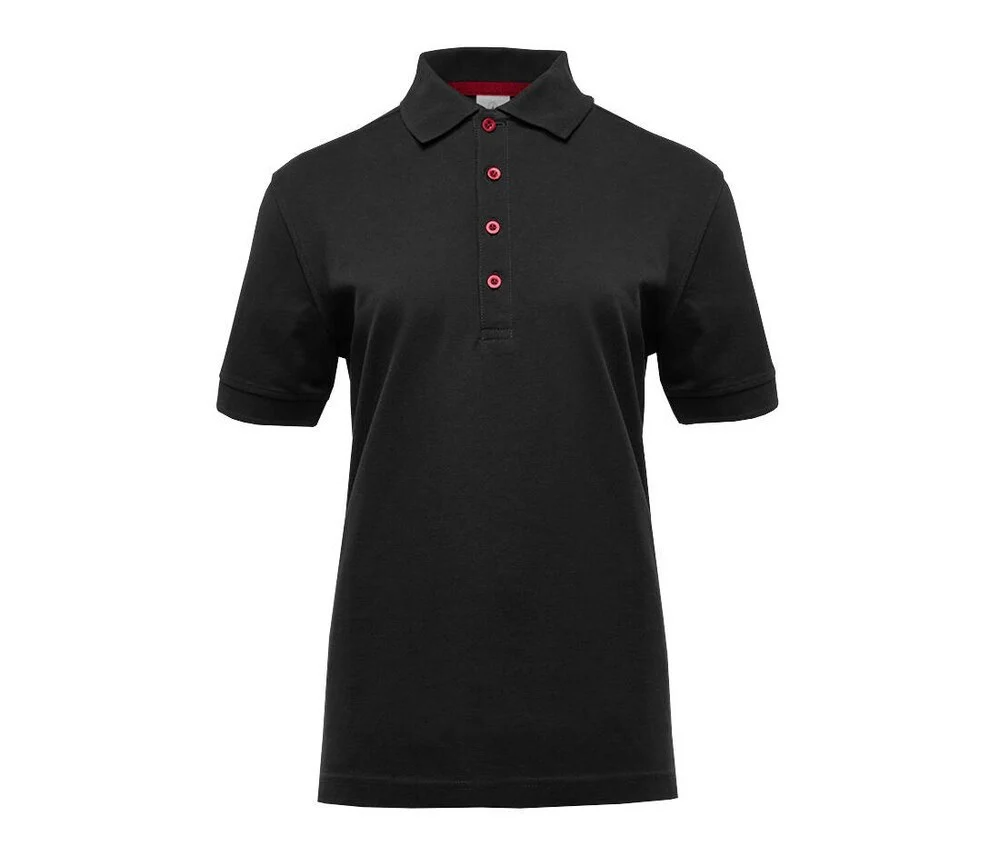 Black&Match BM101 Polo met Contrasterende Knopen Dames – Black / Red