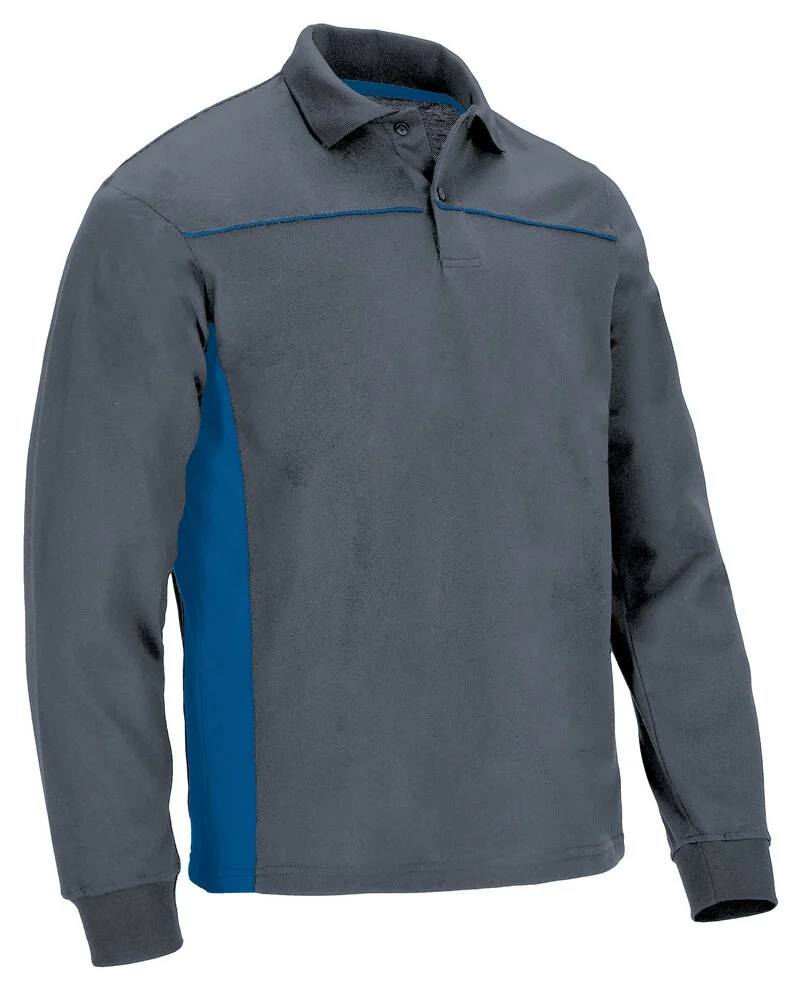 Valento POVATHL Thunder Polo Lange Mouwen – cement grey-royal blue