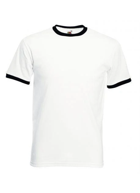 Fruit of the Loom SC245 Ringer T-shirt – White/Black