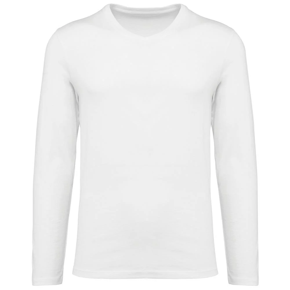 Kariban PK306 T-shirt V-hals Lange Mouwen Heren – Wit