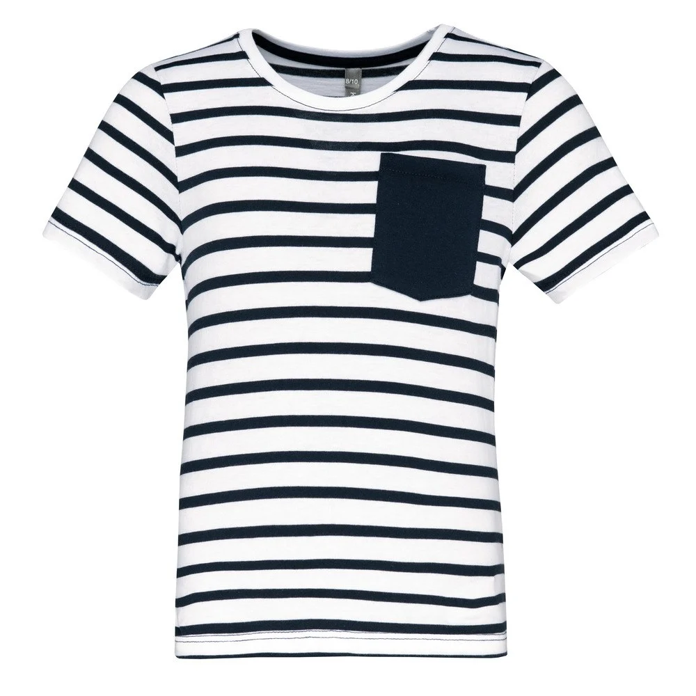 Kariban K379 Gestreept T-shirt Kinderen – Gestreept Wit / Navy