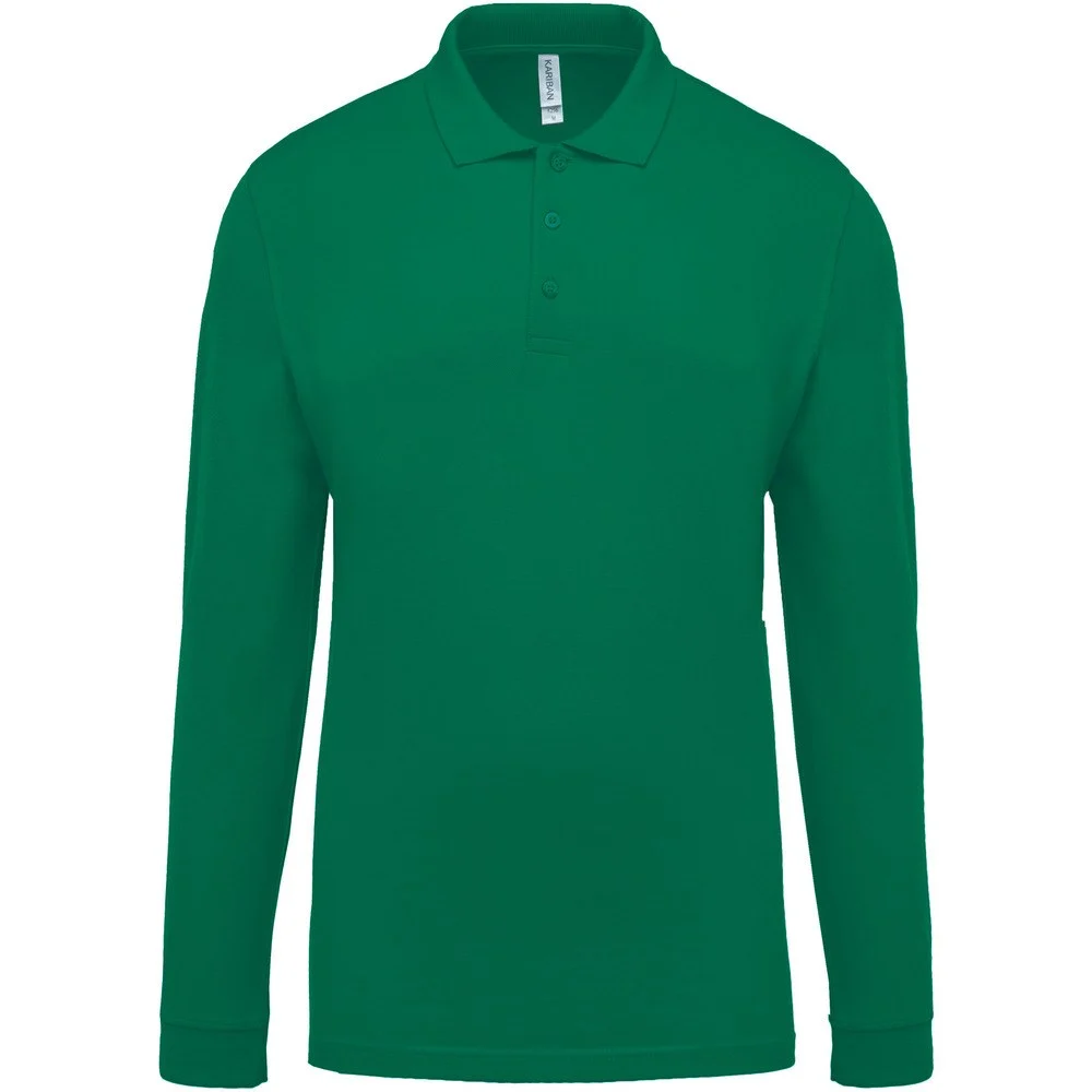 Kariban K256 Polo Lange Mouwen Heren – Kelly groen