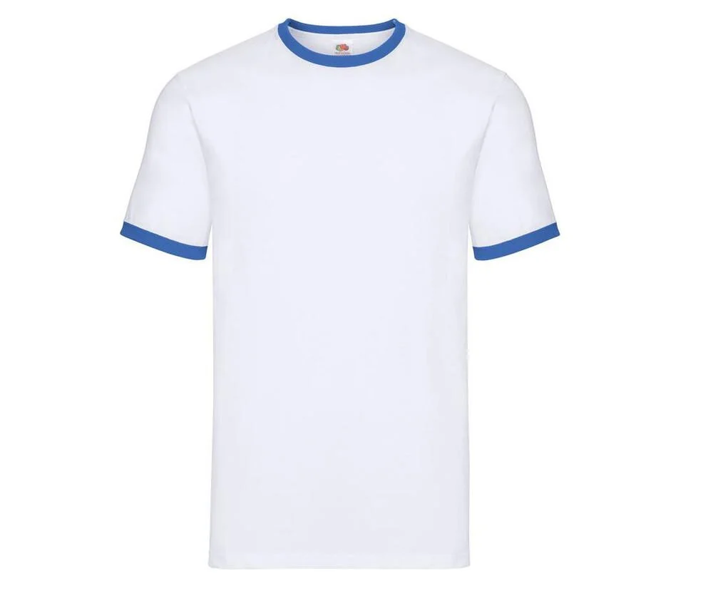 Fruit of the Loom SC245 Ringer T-shirt – White / Royal Blue