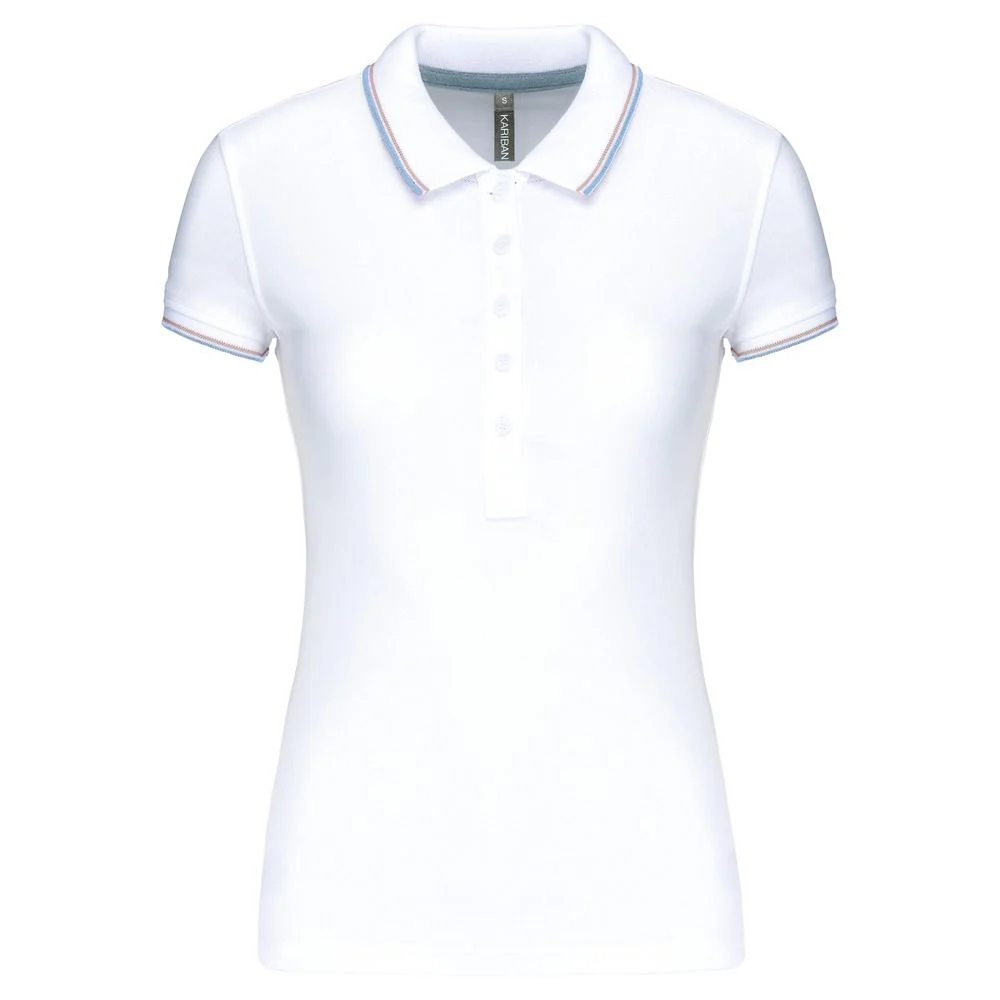 Kariban K251 Polo Dames – Wit / Hemelsblauw / Lichtgrijs