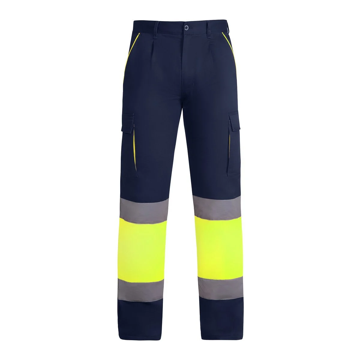 Roly HV9321 Enix Tweekleurige Multi-pocket Winterwerkbroek Hoge Zichtbaarheid – MARINO/AMARILLO FLUOR