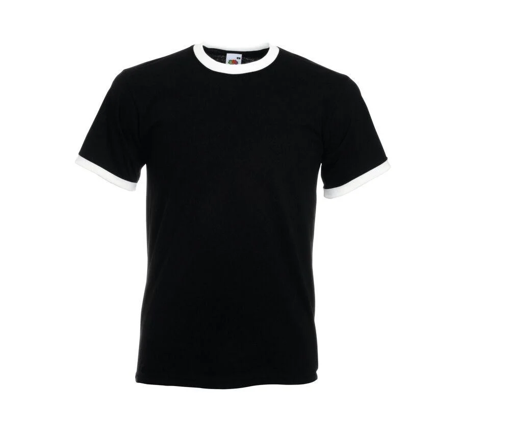 Fruit of the Loom SC245 Ringer T-shirt – Black