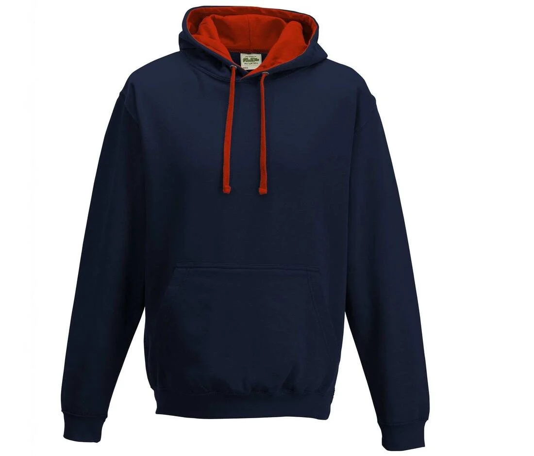 AWDIS JH003 Varsity Hoodie – New French Navy/ Fire Red