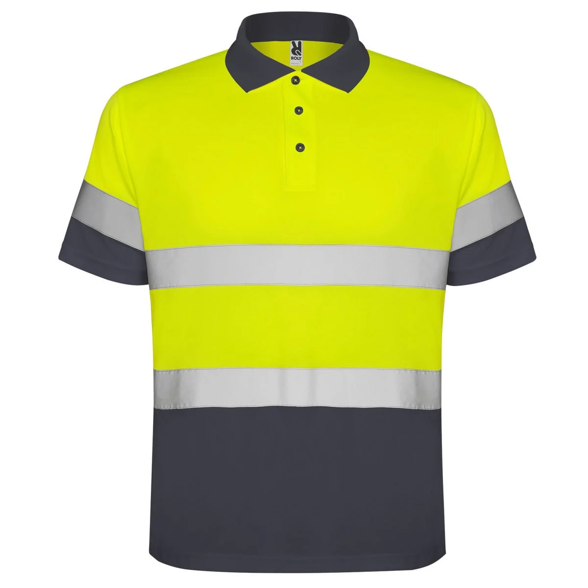 Roly HV9302 Polaris Poloshirt Hoge Zichtbaarheid – LOOD/FLUOR GEEL