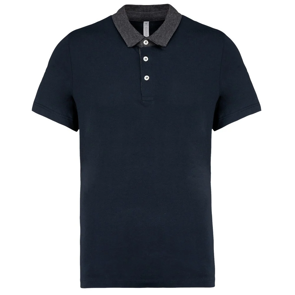 Kariban K260 Tweekleurig Polo Heren – Marine/Donkergrijs Heather