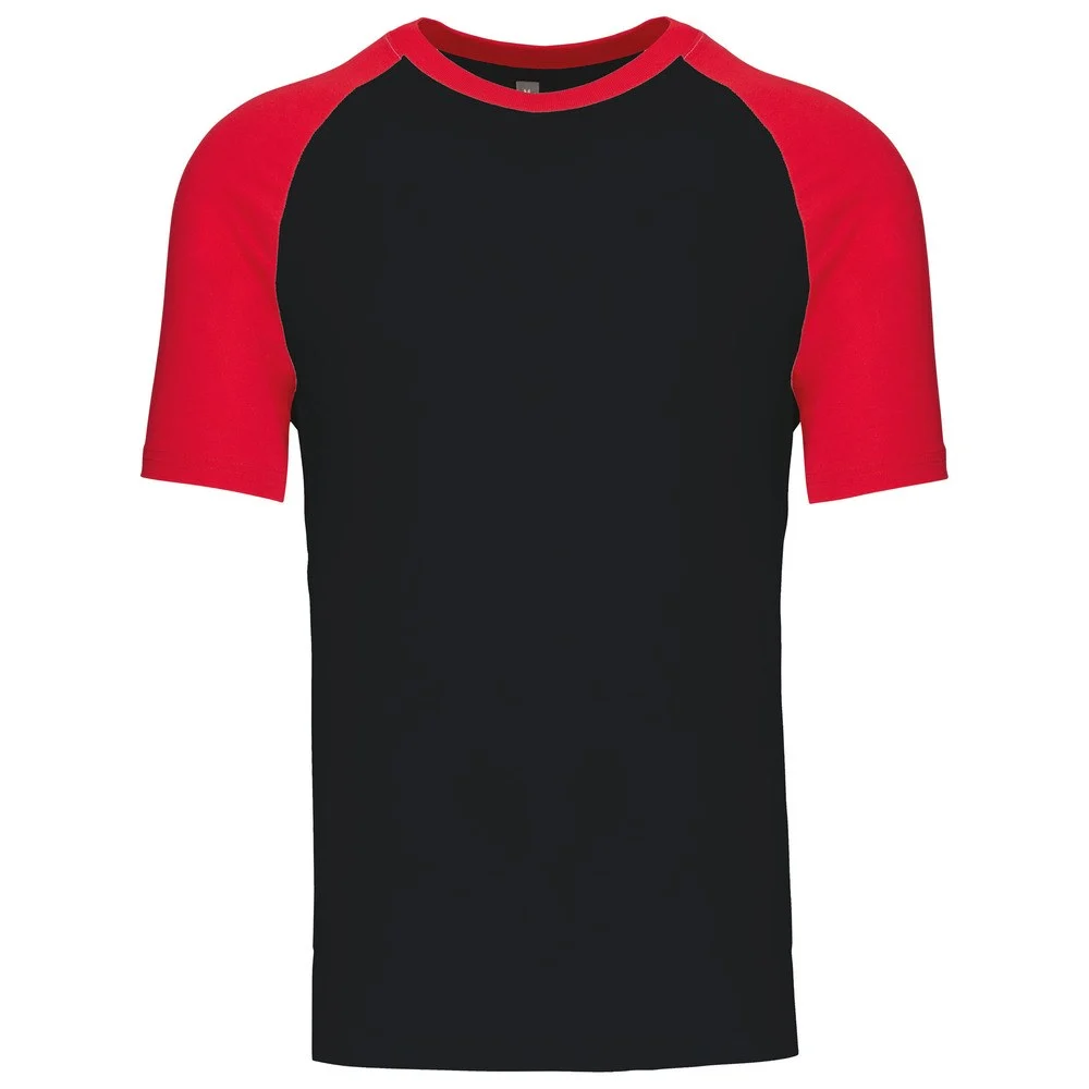 Kariban K330 Tweekleurig T-shirt Heren – Zwart/Rood