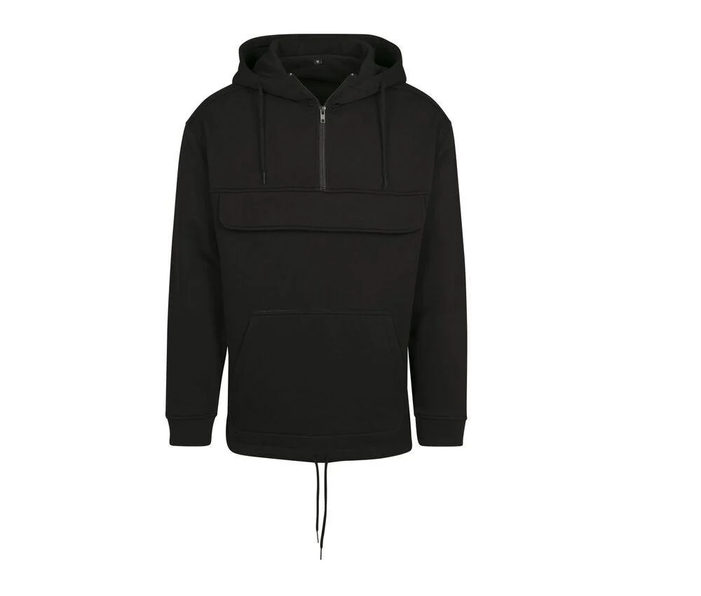Build Your Brand BY098 Hoodie met Ritskraag Heren – Black