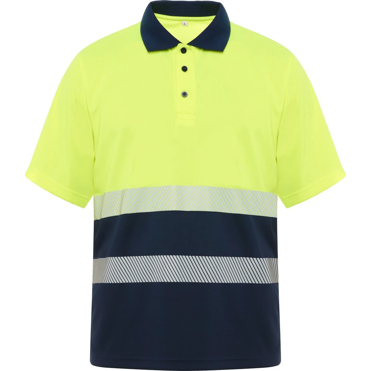 Roly HV9315 Vega Tweekleurig Poloshirt Hoge Zichtbaarheid – MARINO/AMARILLO FLUOR