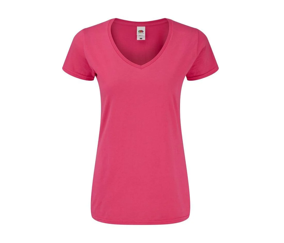 Fruit of the Loom SC155 V-hals T-shirt Dames – Fuchsia