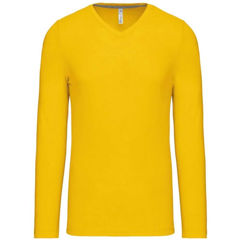 Kariban K358 T-shirt V-hals Lange Mouwen Heren – Geel