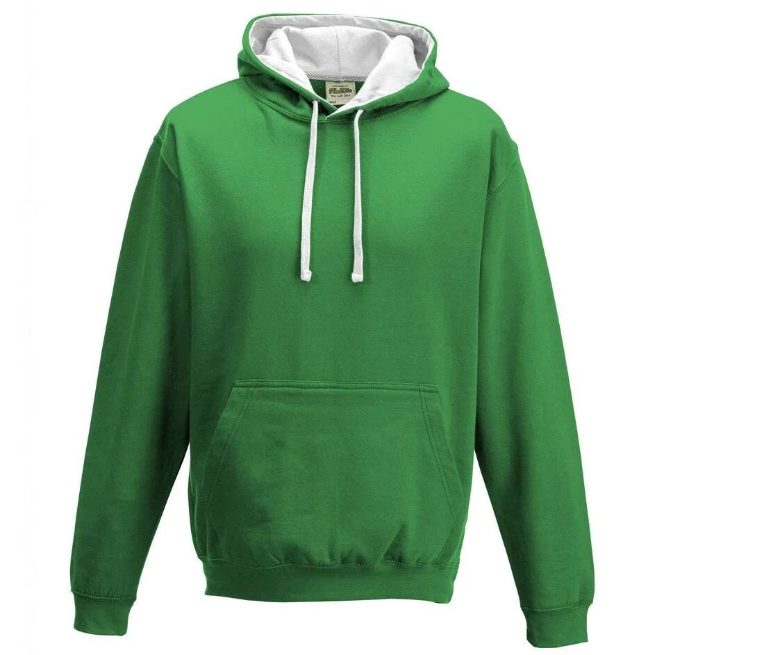 AWDIS JH003 Varsity Hoodie – Kelly Green/ Arctic White