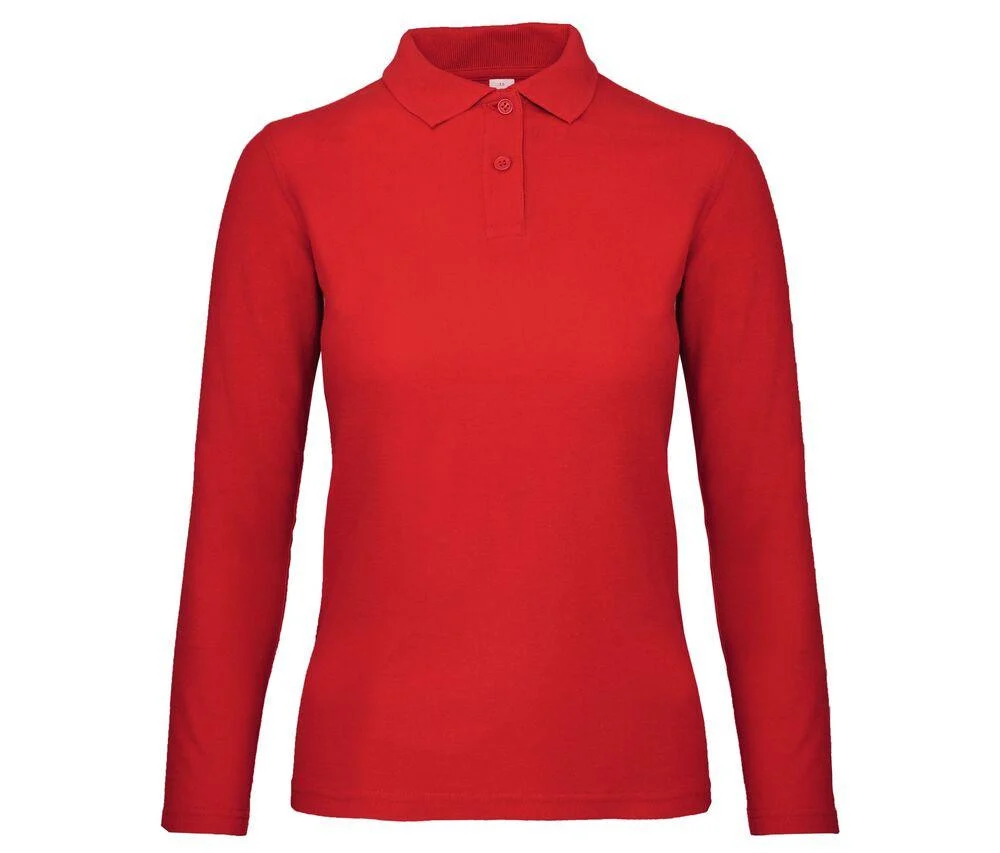 B&C ID1LW ID.001 Polo Lange Mouwen Dames – Red