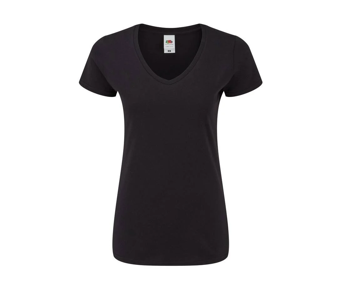 Fruit of the Loom SC155 V-hals T-shirt Dames – Black