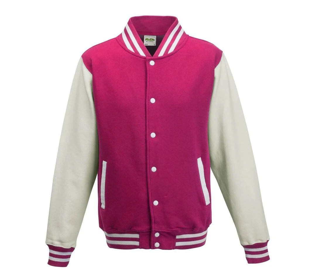 AWDIS JH043 Varsity Collegejas – Hot Pink / White