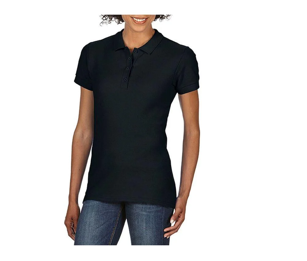 Gildan GN48L Softstyle Dubbele Piqué Polo Dames – Black