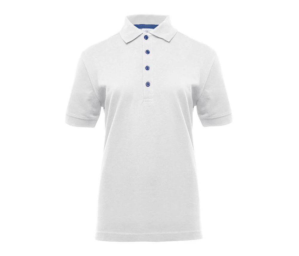 Black&Match BM101 Polo met Contrasterende Knopen Dames – White/Royal