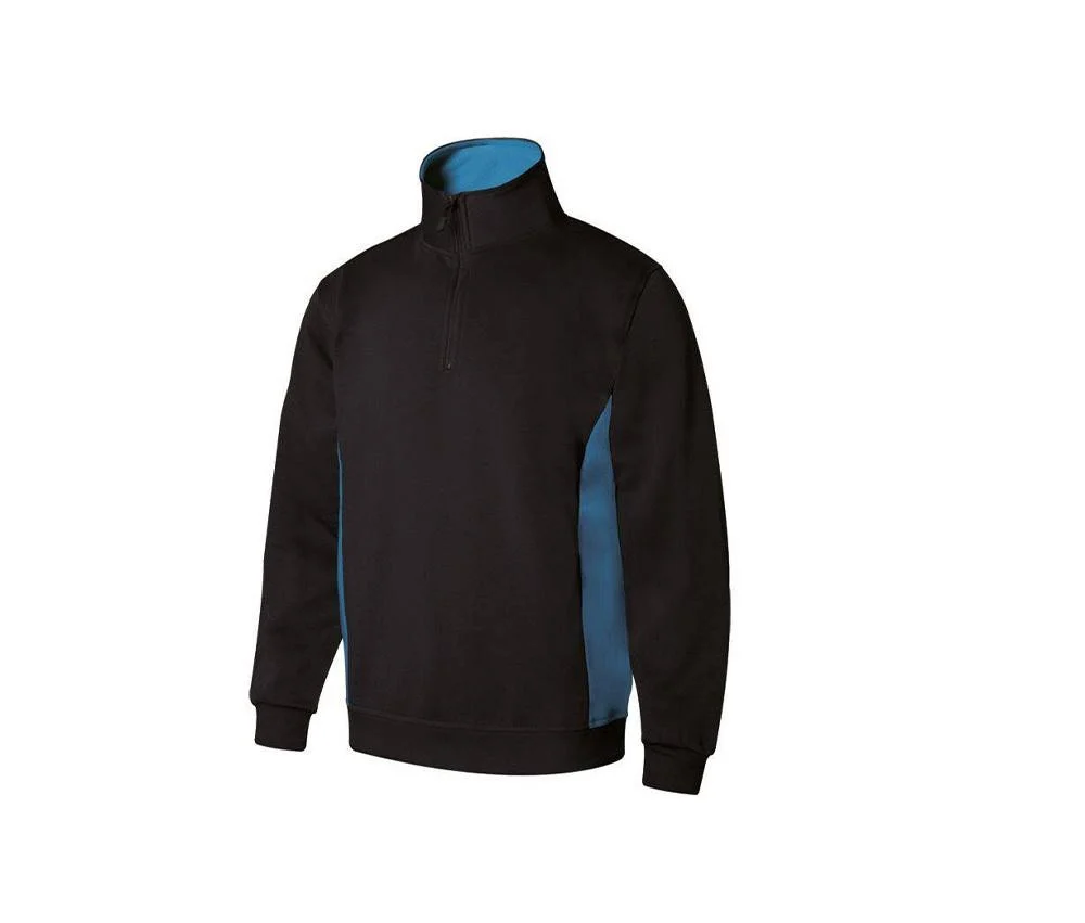 Velilla V5704 Bicolor Sweater met Ritskraag – Black / Sky Blue