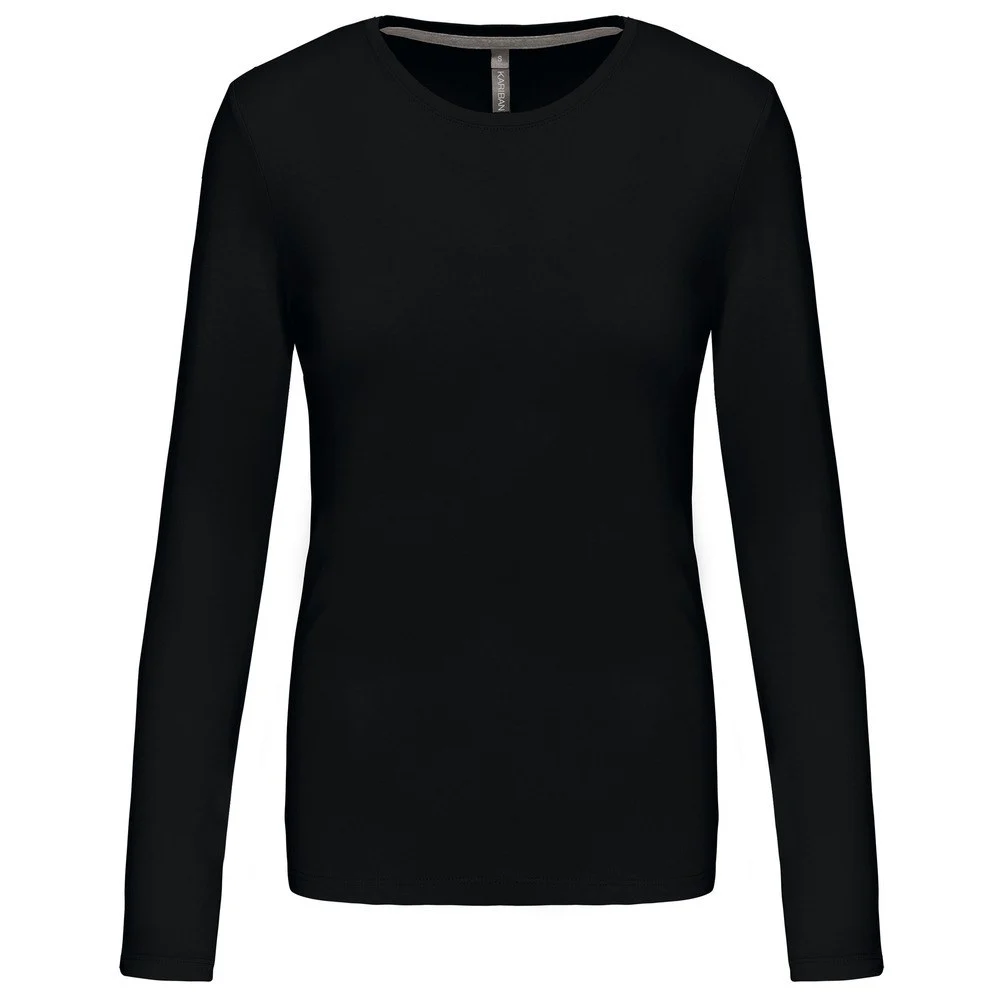 Kariban K383 T-shirt Lange Mouwen Dames – Zwart/Zwart