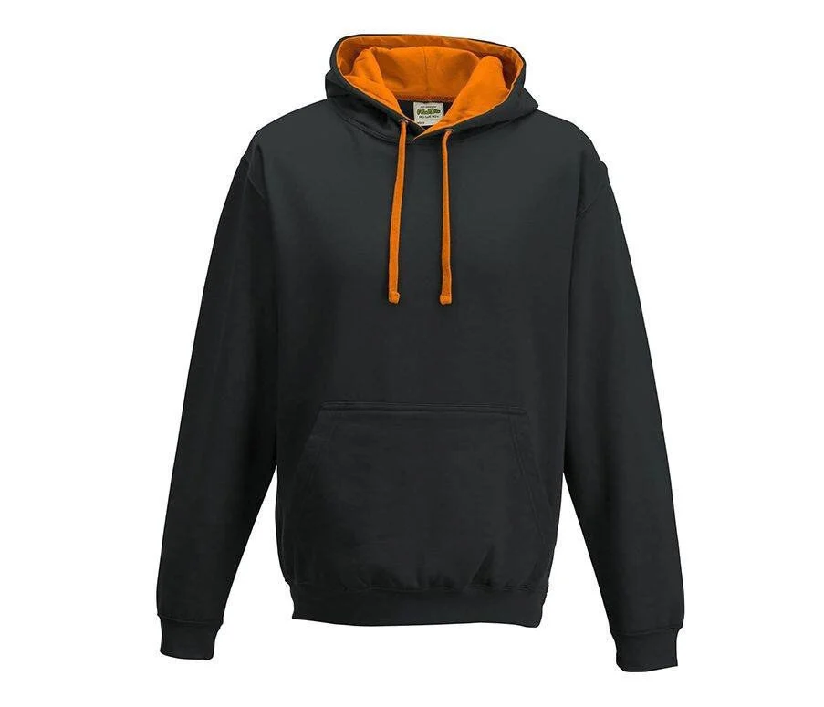 AWDIS JH003 Varsity Hoodie – Jet Black/ Orange Crush