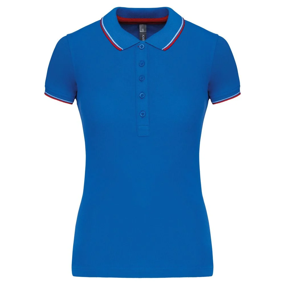 Kariban K251 Polo Dames – Licht koningsblauw / rood / wit