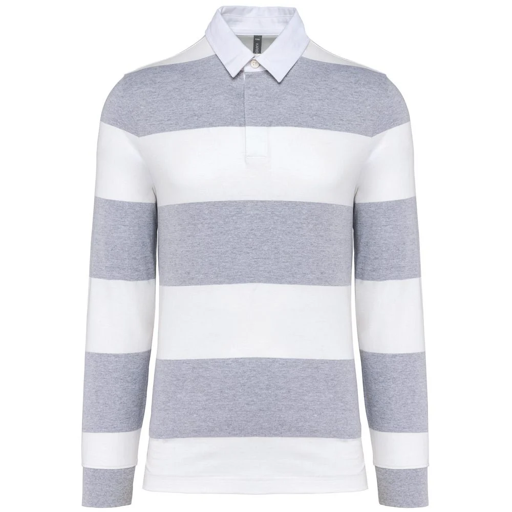 Kariban K285 Gestreept Polo Lange Mouwen – Oxford grijs / witte strepen