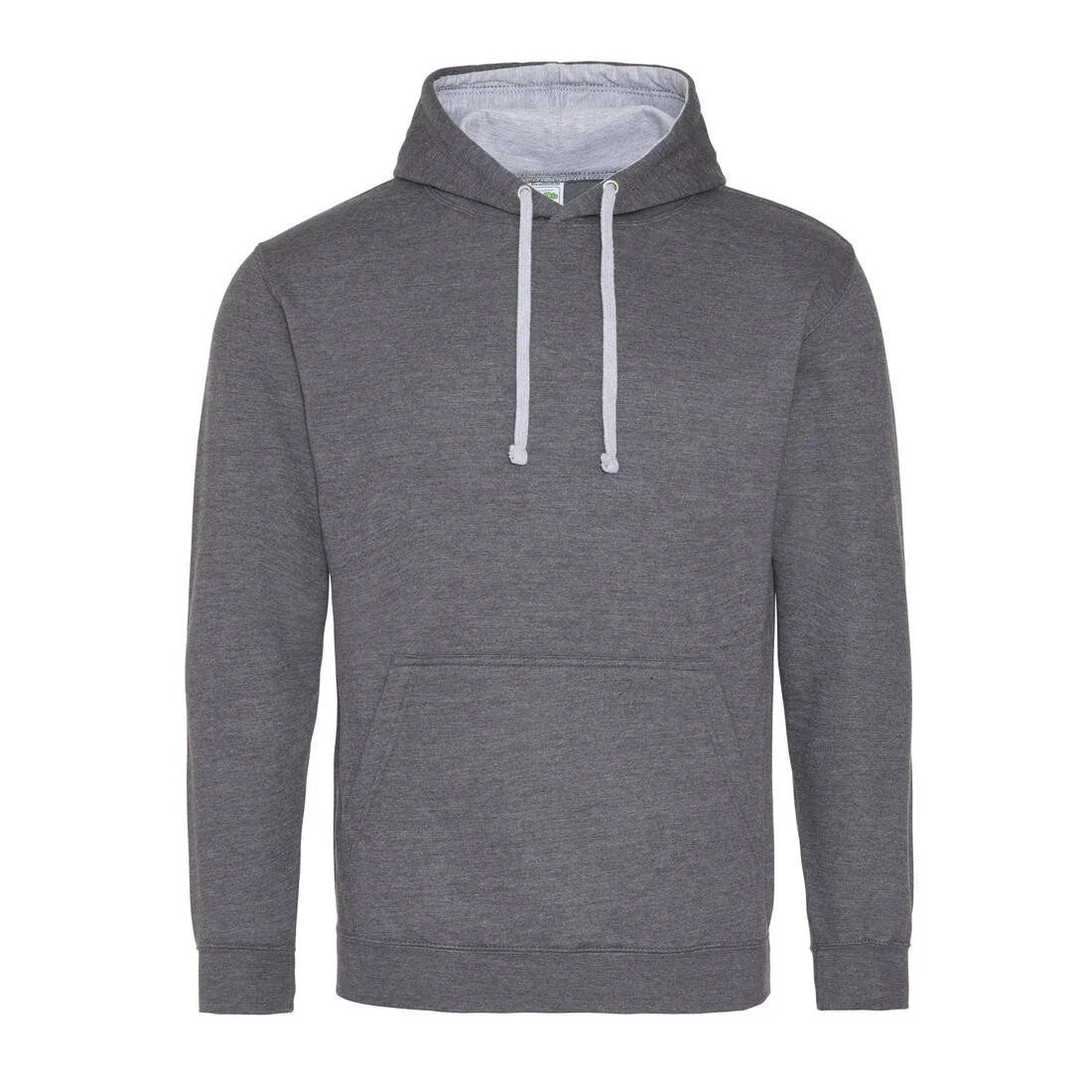AWDIS JH003 Varsity Hoodie – Charcoal/Heather Grey