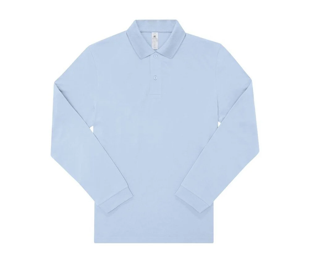 B&C BCU425 Fijne Piqué Polo Lange Mouwen – Blush Blue