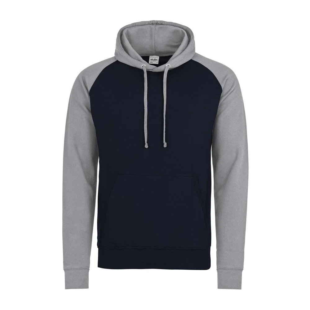 AWDIS JH009 Baseball Hoodie – Oxford Navy / Heather Grey