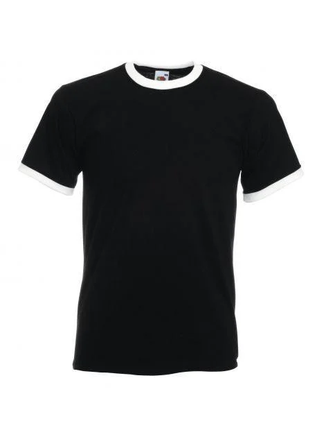 Fruit of the Loom SC245 Ringer T-shirt – Black/White