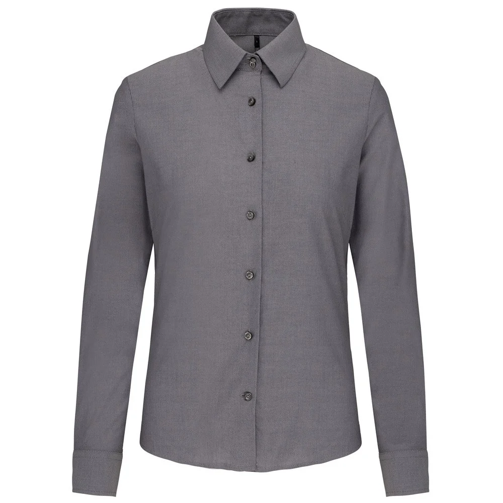 Kariban K534 Oxford Blouse Lange Mouwen Dames – Oxford Zilver