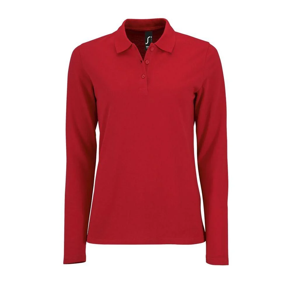 SOL'S 02083 Perfect Polo Lange Mouwen Dames – Rood