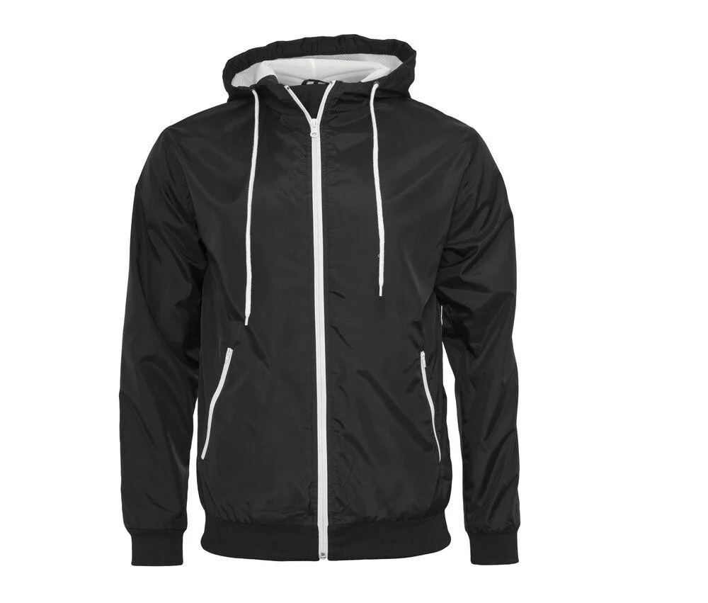 Build Your Brand BY016 Windjack Heren – Black / White