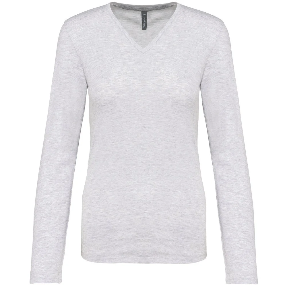 Kariban K382 T-shirt V-hals Lange Mouwen Dames – As Heide