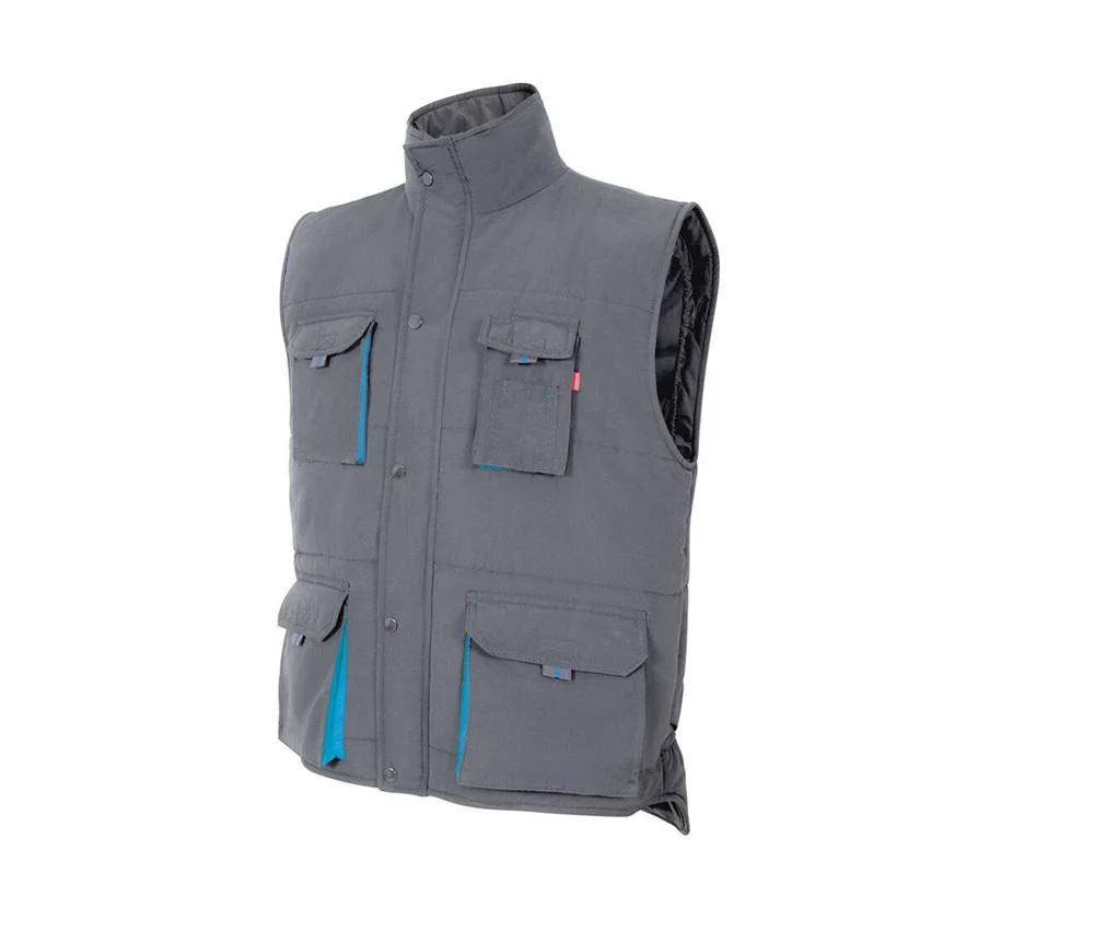 Velilla V5902 Tweekleurige Multi-pocket Gewatteerde Bodywarmer Heren – Grey / Sky Blue