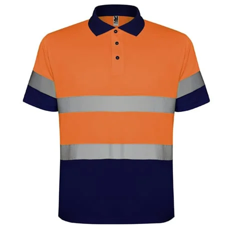 Roly HV9302 Polaris Poloshirt Hoge Zichtbaarheid – NAVY BLAUW/FLUOR ORANJE