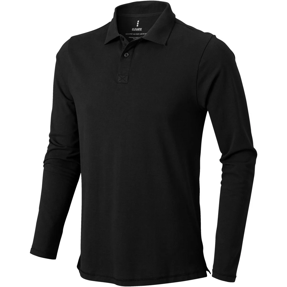 Elevate 38086 Oakville Polo Lange Mouwen Heren – Effen zwart