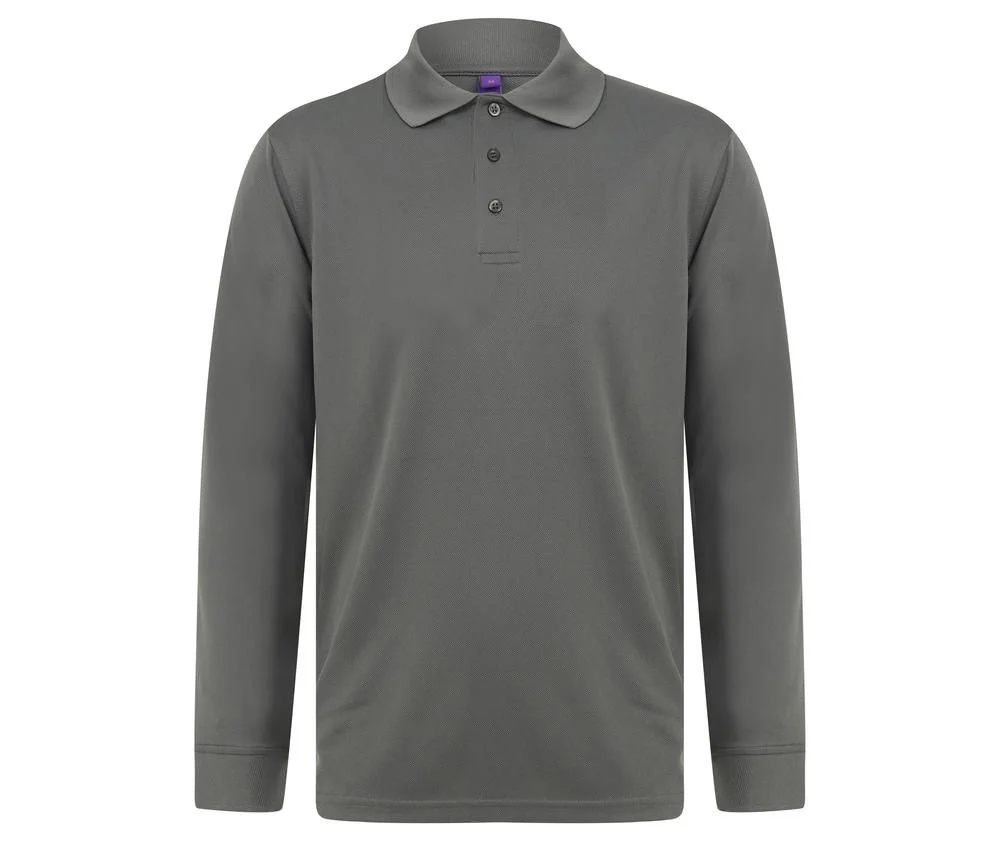 Henbury HY478 Polo Lange Mouwen – Charcoal