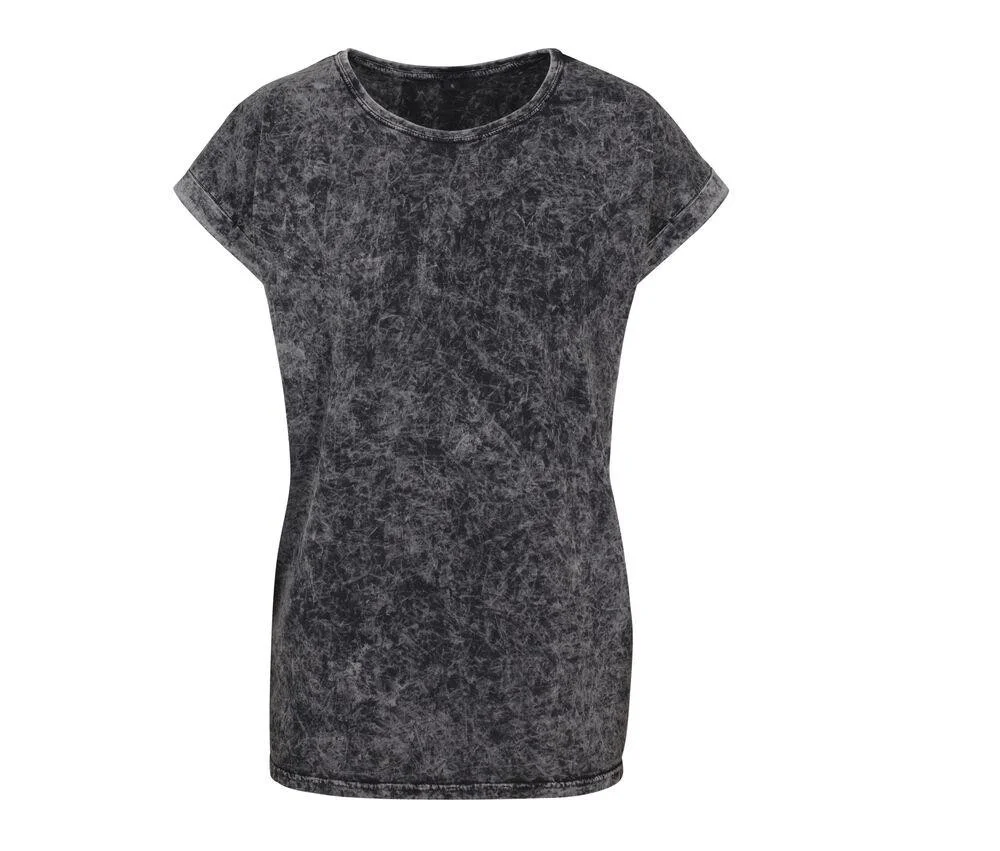 Build Your Brand BY053 Vervaagd T-shirt Dames – Dark Grey/ White