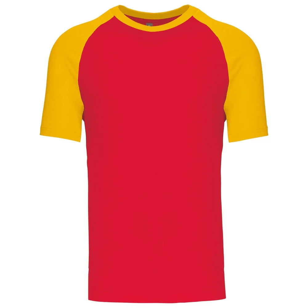 Kariban K330 Tweekleurig T-shirt Heren – Rood/Geel