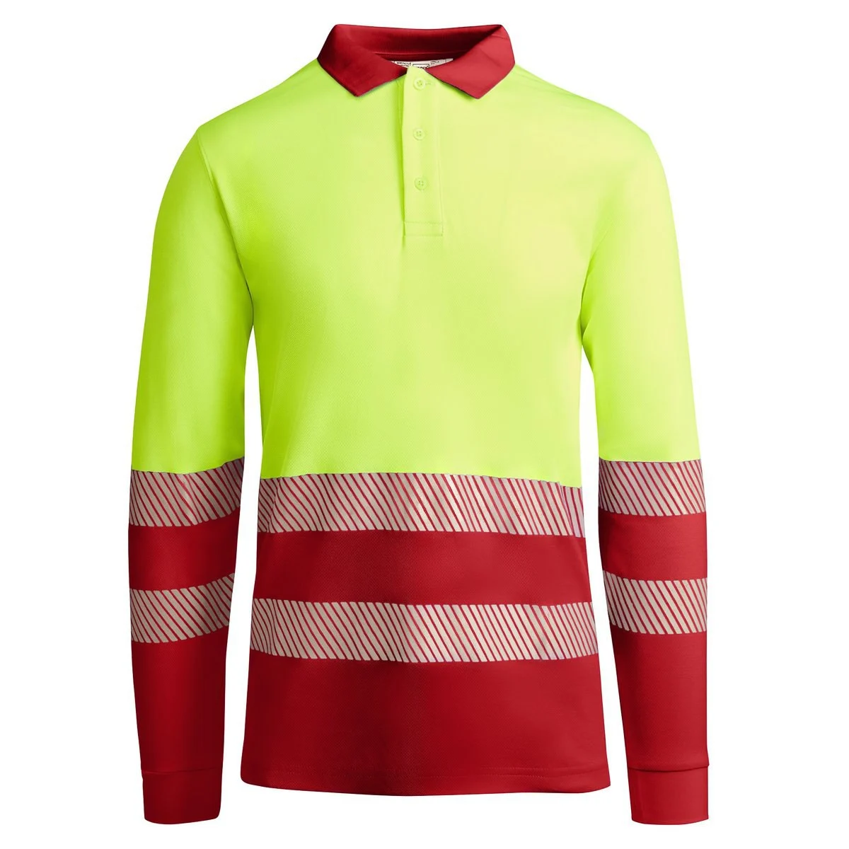 Roly HV9319 Atrio Poloshirt Lange Mouwen Hoge Zichtbaarheid – ROJO LABORAL/AMARILLO FLÚOR