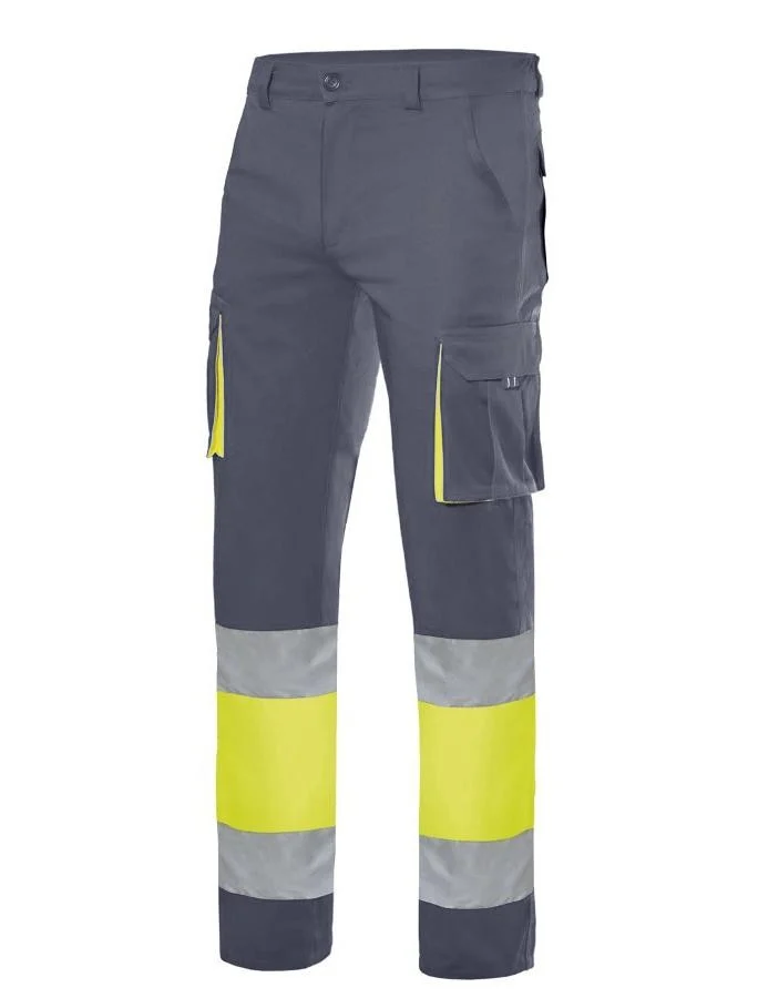 Velilla V13002 Multi-pocket Stretch Werkbroek – Grey/Fluo Yellow